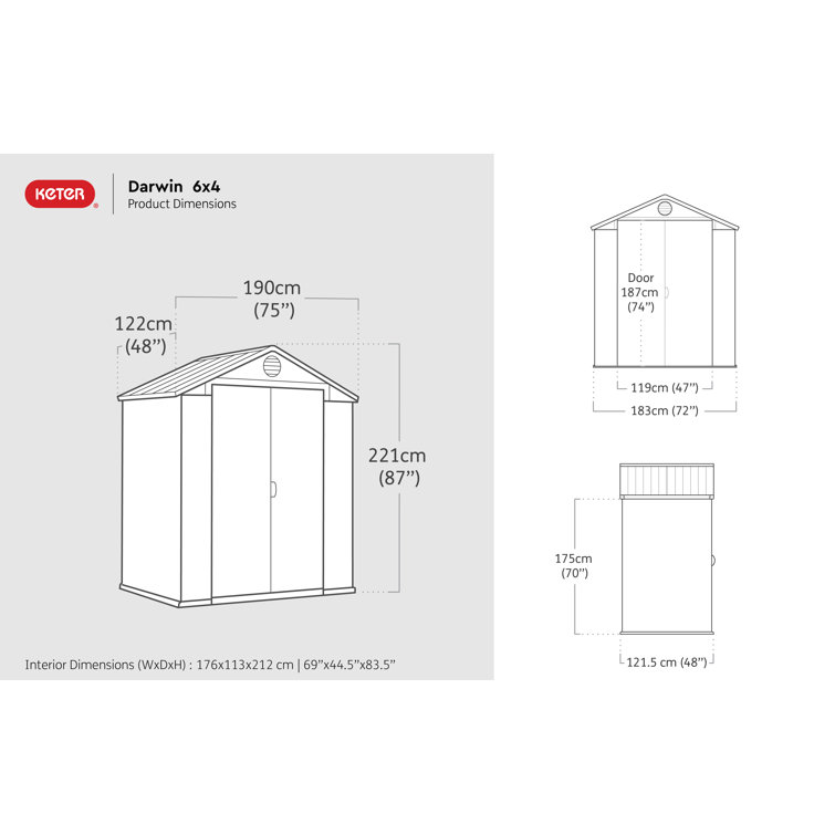 Keter Darwin 6 ft. W x 4 ft. D Double Door Apex Outdoor Garden Shed & Reviews Wayfair.co.uk